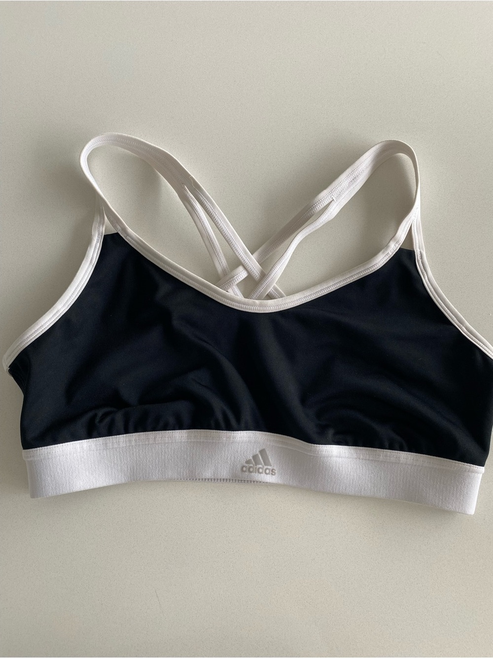 adidas Black and White Strappy Sports Bra